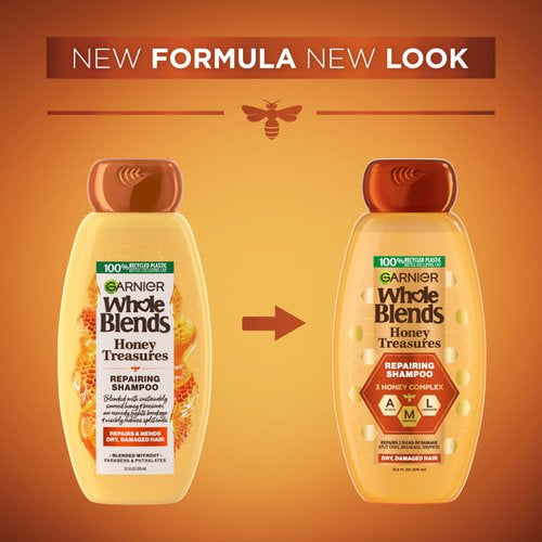 GARNIER Whole Blends Honey Treasures Repairing Shampoo شامبو العسل الطبيعي للشعر الجاف والمتضرر من كارنييه