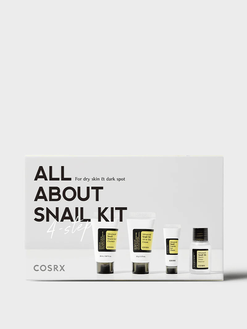 COSRX All About Snail Kit 4 Step For Dry Skin  & Dark Skin مجموعة هلام الحلزون من كوزركس بالحجم المني