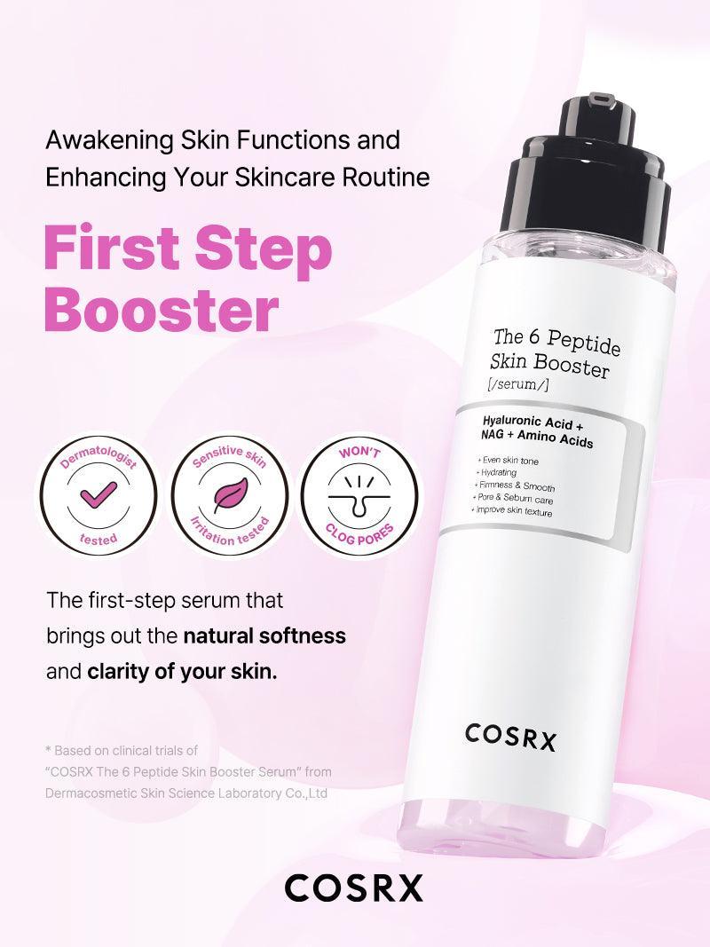 COSRX the 6 peptide skin booster hyaluronic acid + NGA + Amino acids معالج البشرة بالببتيدات والهايلرونك اسد والاحماض الامينية من كوزركس