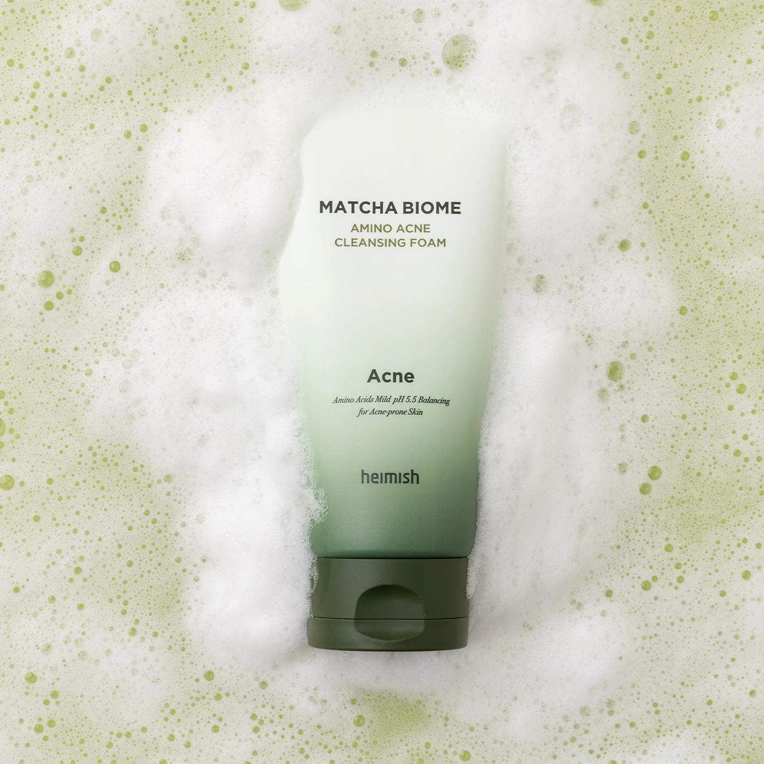 HEIMISH matcha biome amino acne cleansing foam غسول البشرة بالماتشا العلاج الحبوب من هيميش