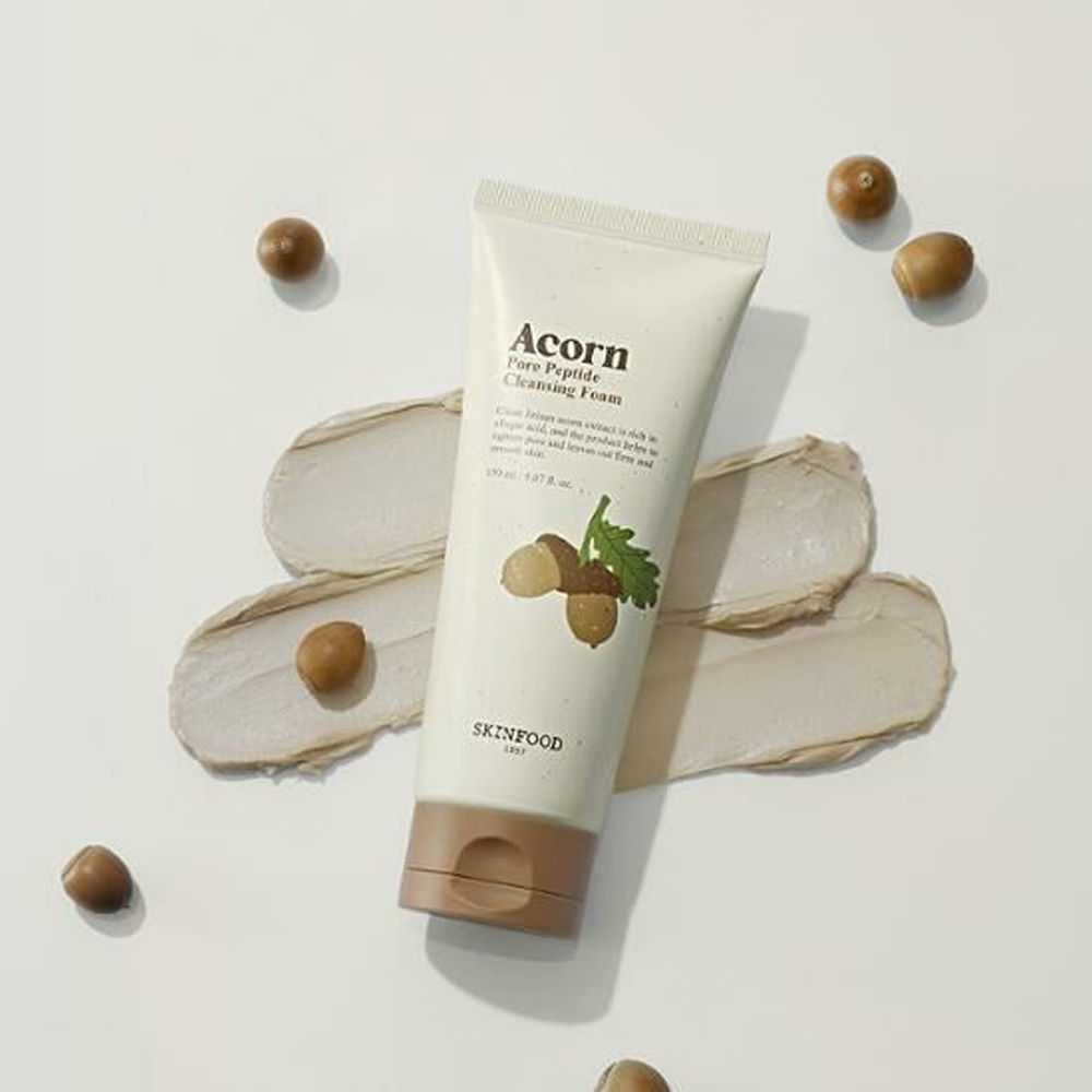 SKINFOOD ACORN PORE PEPTIDE CLEANSING FOAM غسول البشرة الرغوي بالببتيدات والبلوط من سكنفود