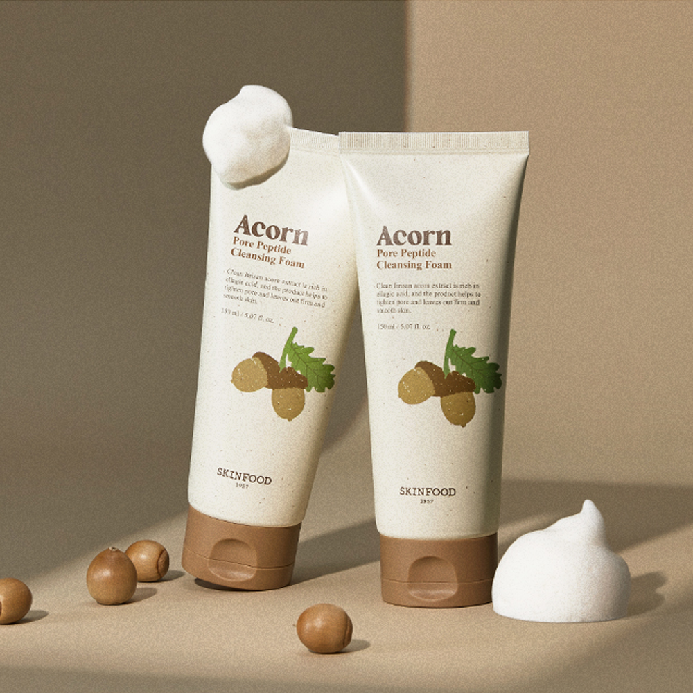 SKINFOOD ACORN PORE PEPTIDE CLEANSING FOAM غسول البشرة الرغوي بالببتيدات والبلوط من سكنفود
