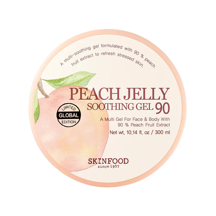 SKINFOOD Peach Jelly Soothing Gel 90 a multi for face & body with 90% peach fruit extract جل الخوخ مرطب للوجه والجسم من سكنفود