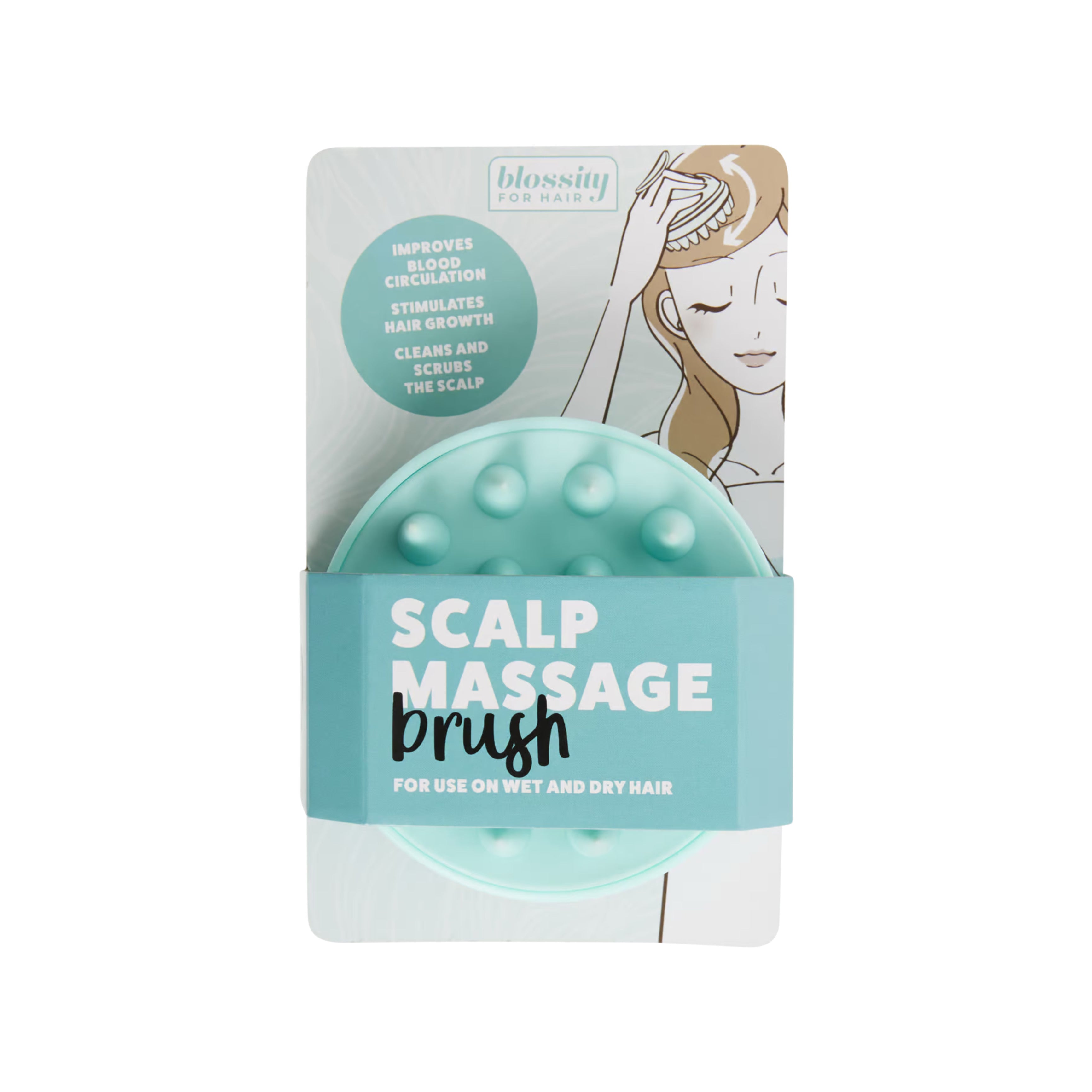 BLOSSITY scalp massage brush for use on wet and dry hair