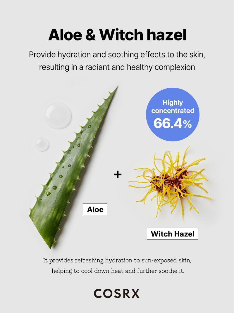 COSRX witch hazel aloe + hyaluronic acid ultra light invisible sunscreen واقي الشمس بالهايلرونك اسد والالوفيرا