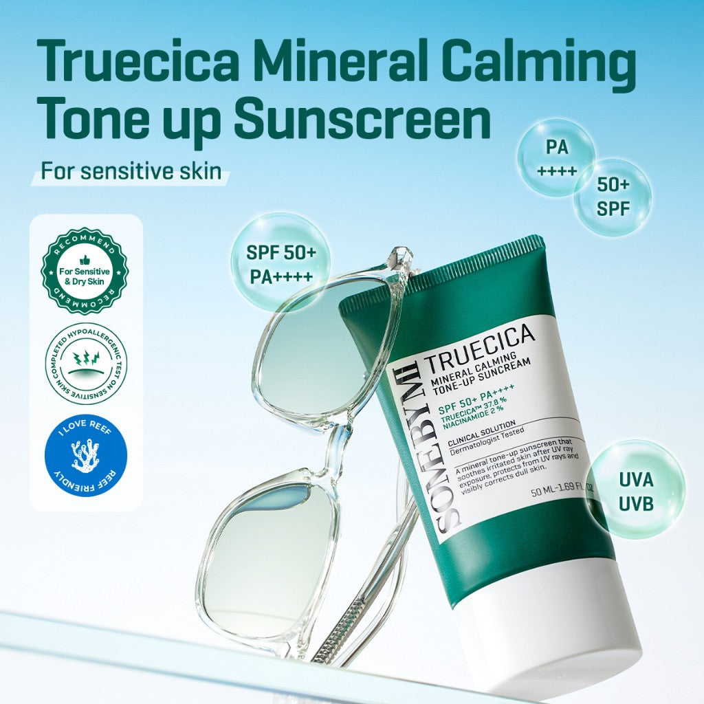 SOME BY MI trucica mineral calming tone up suncream واقي الشمس بالتروسيكا للتفتيح الفوري من سمباي مي