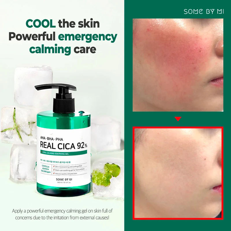 SOME BY MI AHA BHA PHA Real Cica 92% Cool Calming Soothing Gel جل مهدئ للبشرة بالسيكا