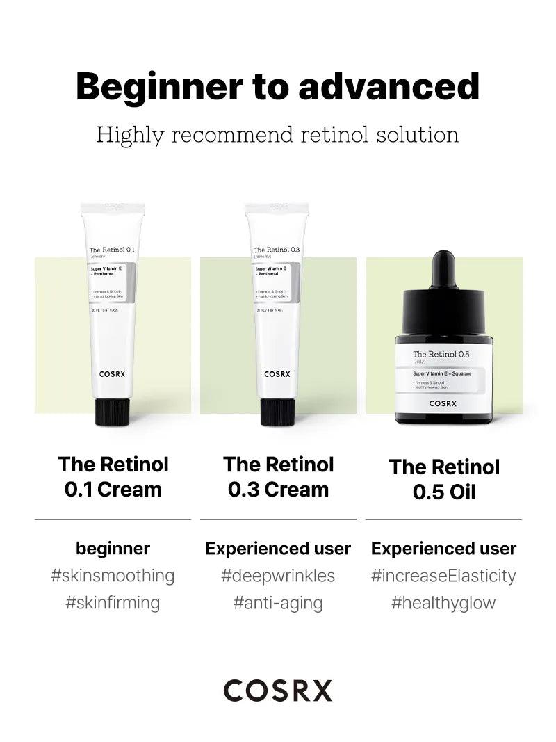 COSRX The Retinol 0.1 Cream Super Vitamin E + Panthenol + Firmness & Sooth + Youthful Looking Skin  كريم الريتينول من كوزركس