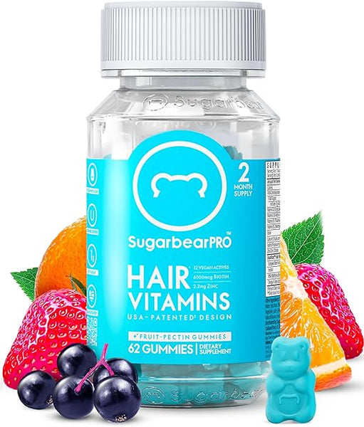 SUGARBEAR PRO Hair Vitamins(2 Month Supply) 62 Gummies Dietary Supplem ...