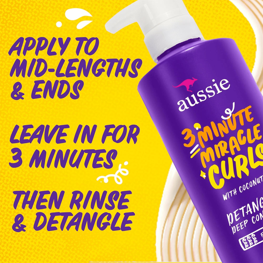 AUSSIE 3 Minute Miracle Curls Detangling Deep Conditioner  بلسم عميق لفك تشابك الشعر الكيرلي من اوسي