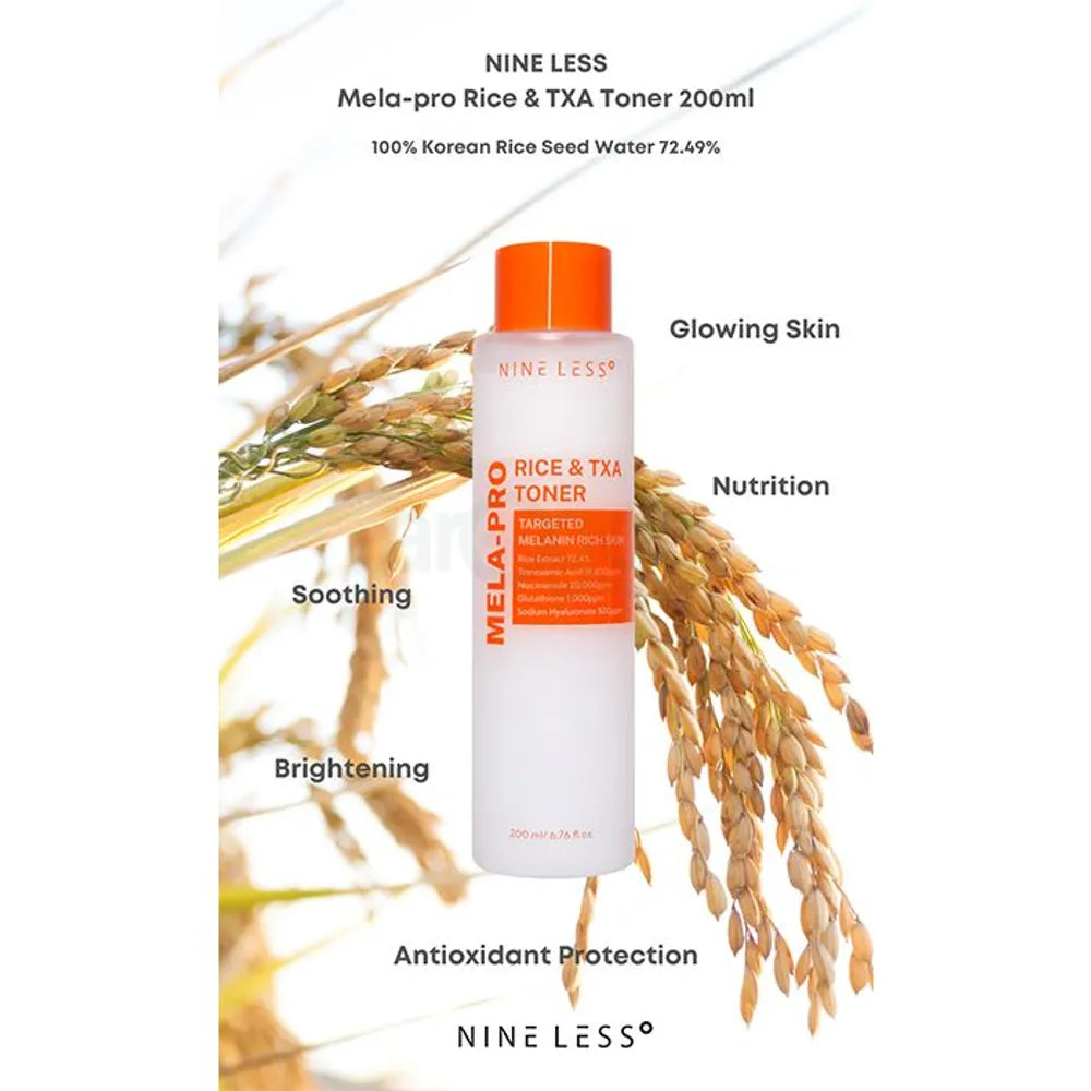 NINE LESS mela pro rice & txa toner targeted melanin rich skin تونر البشرة بالارز من ناين ليس