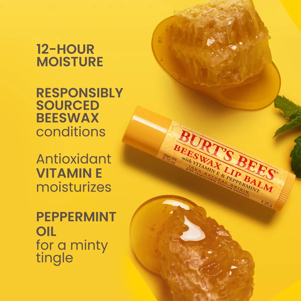 BURTS BEES Beeswax Lip Blam مرطب الشفاه بالعسل والنعناع من بيرتس بيز