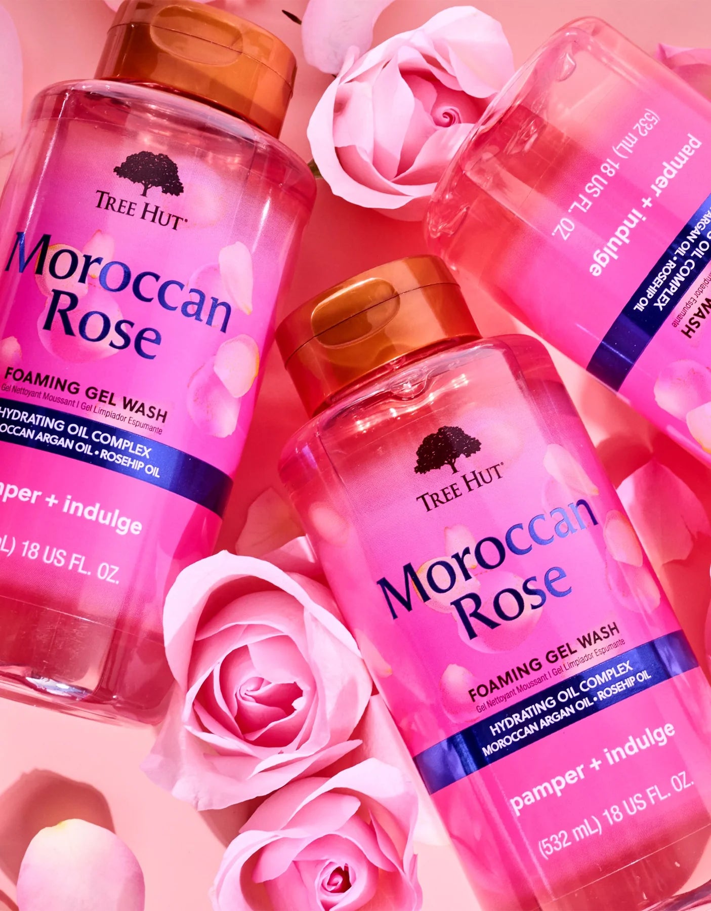 TREE HUT Moroccan rose foaming gel wash hydrating oil complex Moroccan argan oil + rosehip oil