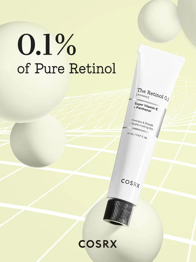 COSRX The Retinol 0.1 Cream Super Vitamin E + Panthenol + Firmness & Sooth + Youthful Looking Skin  كريم الريتينول من كوزركس