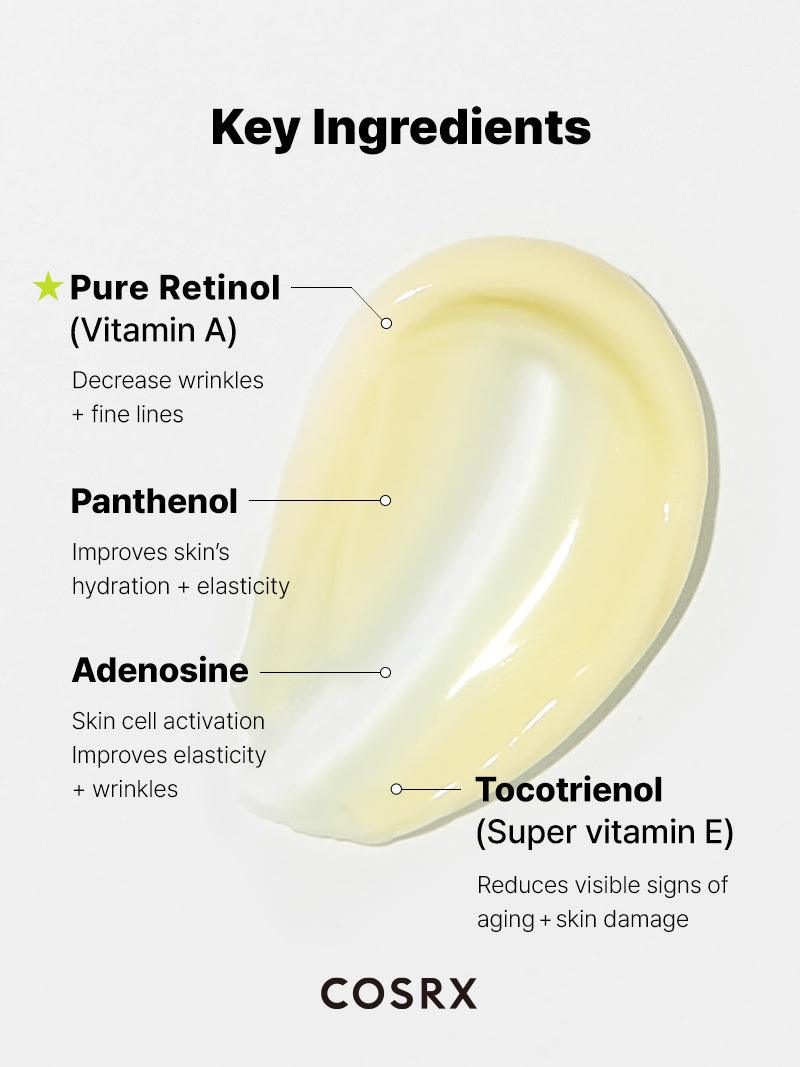 COSRX The Retinol 0.1 Cream Super Vitamin E + Panthenol + Firmness & Sooth + Youthful Looking Skin  كريم الريتينول