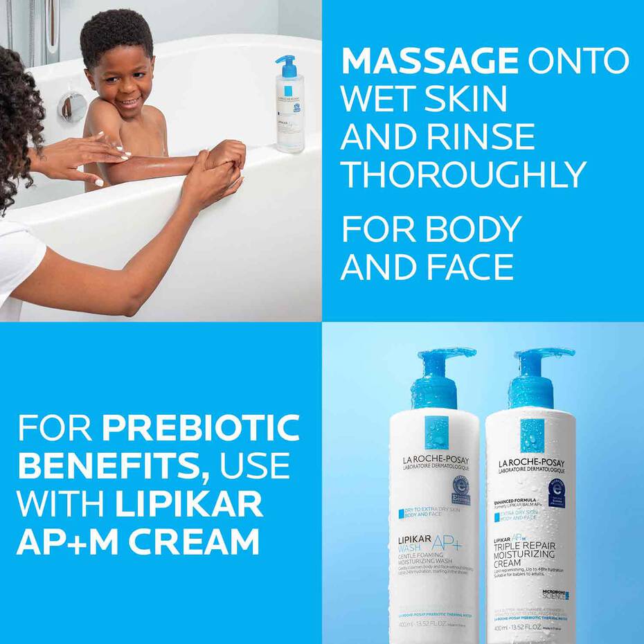 LA ROCHE-POSAY Laboratoire Dermatologique Dry To Extra Dry Skin Body And Face Lipkar AP+ Wash Centele Foaming Moisturizing Wash