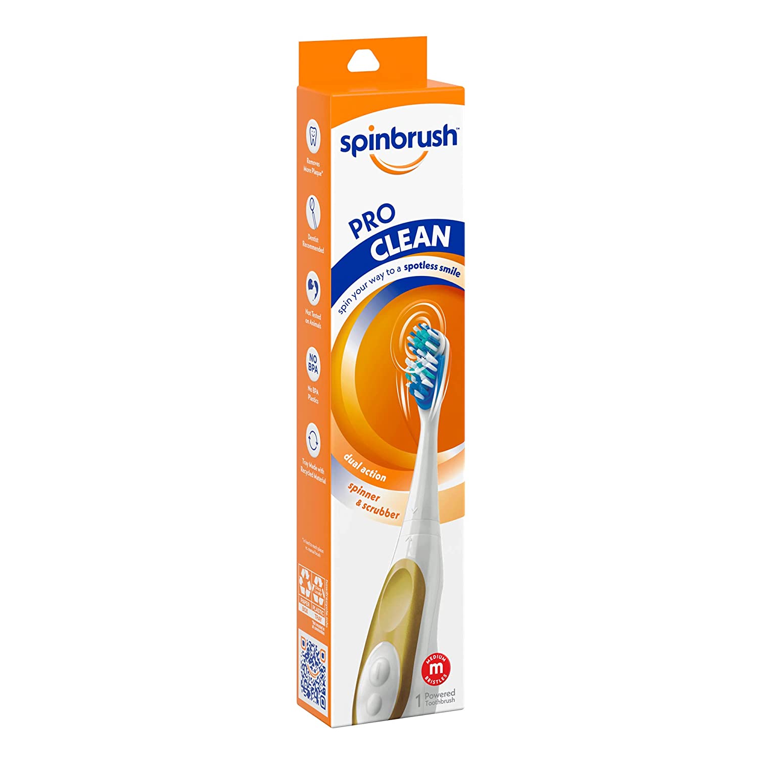 SPINBRUSH Pro Clean Dual Action Spinner & Scrubber فرشاة اسنان