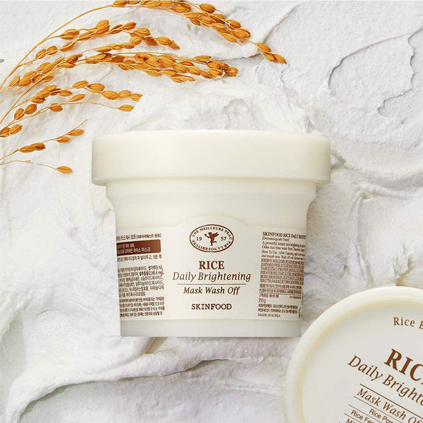 SKINFOOD Rice Daily Brightening Mask Wash Off ماسك بماء الرز – Halazoon