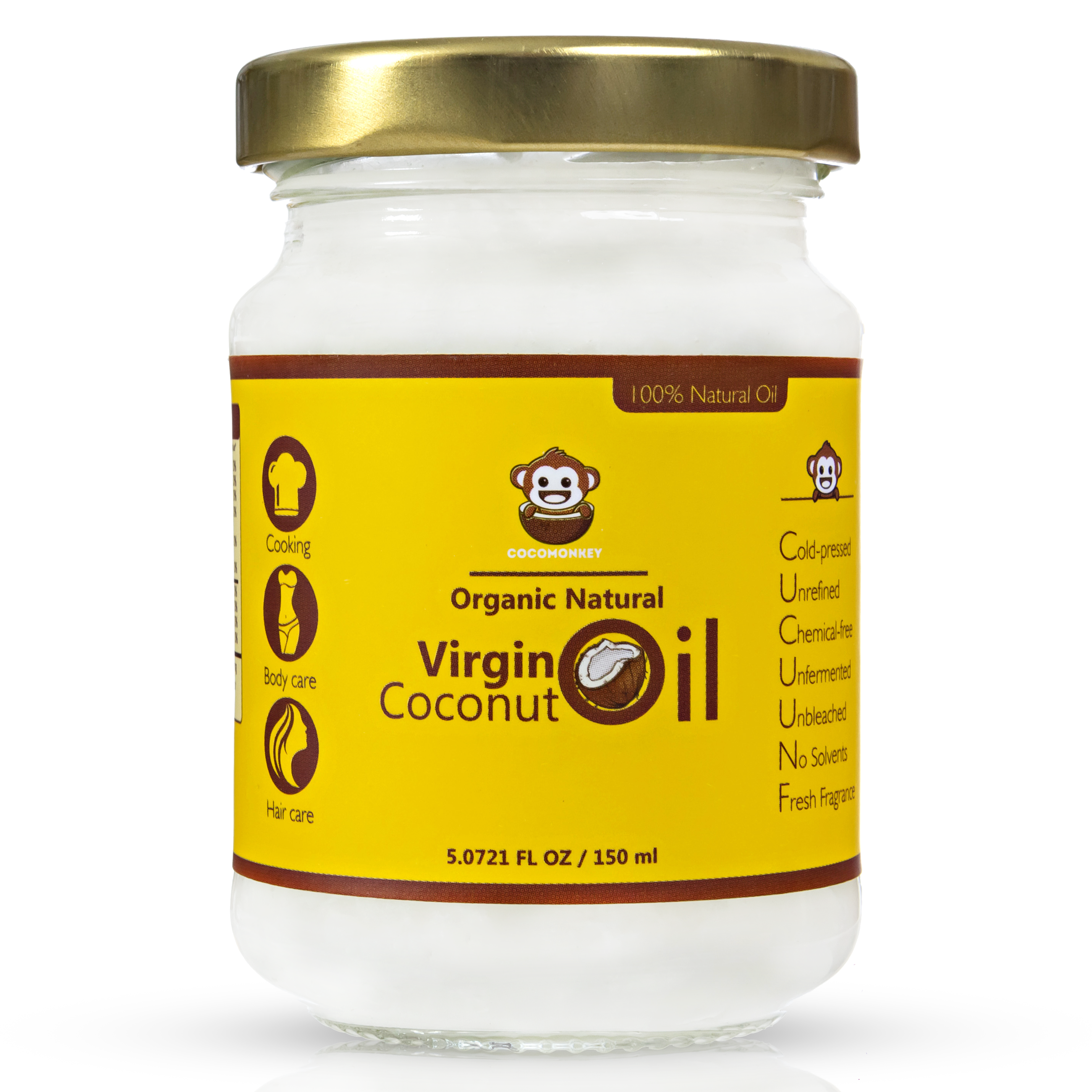 COCOMONKEY Organic Natural Virgin Coconut Oil زيت جوز الهند النقي 100% من كوكومانكي