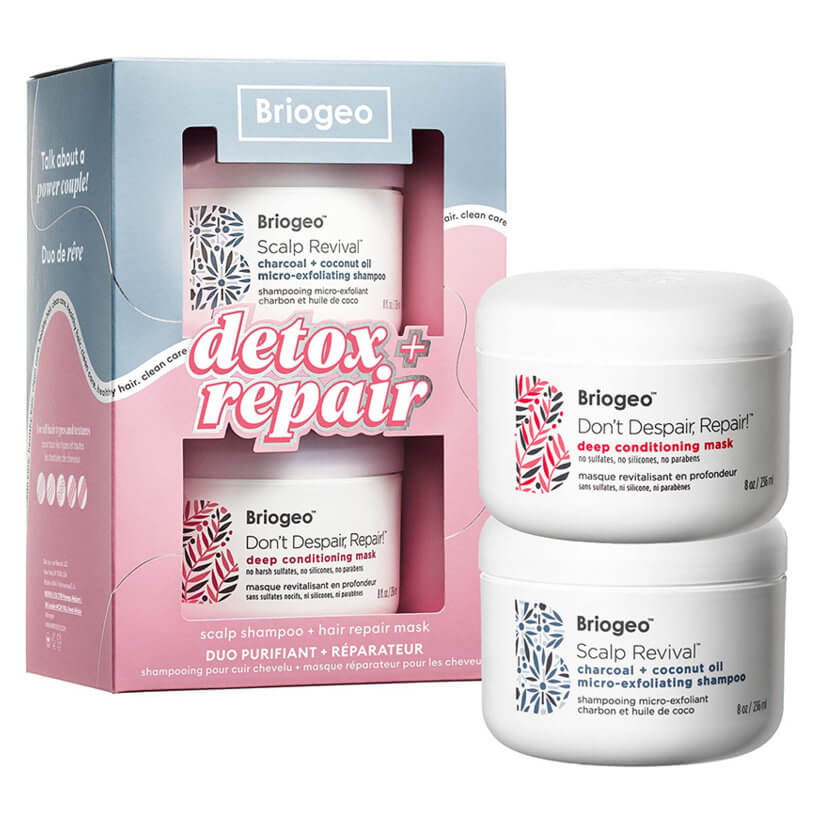 BRIOGEO Detox + Repair scalp Shampoo + Hair Repair Mask Dou Purifiant + Raparayeur