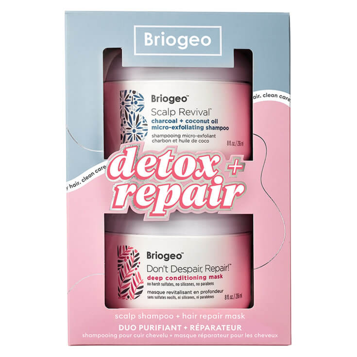 BRIOGEO Detox + Repair scalp Shampoo + Hair Repair Mask Dou Purifiant + Raparayeur