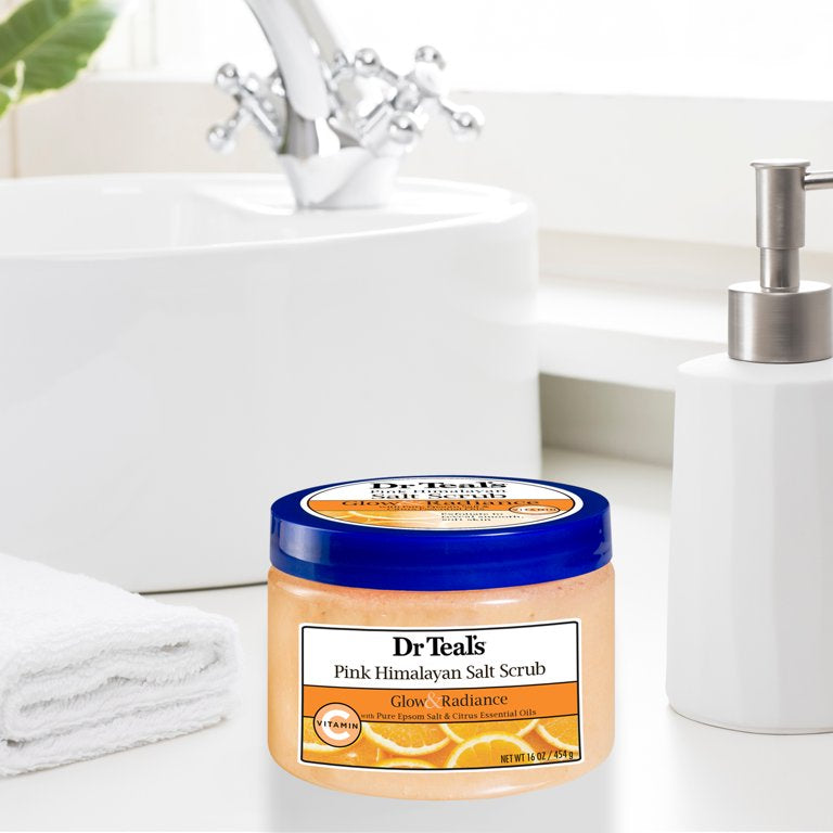 DR TEAL’S Pink Himalayan Salt Body Scrub Glow & Radiance with Citrus Essential Oils  مقشر الجسم