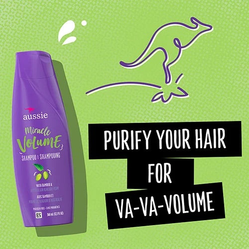 AUSSIE Miracle Volume Miracle Shampoo With Rice Water شامبو أوسي المعجزة لزيادة كثافة الشعر بماء الأرز من اوسي