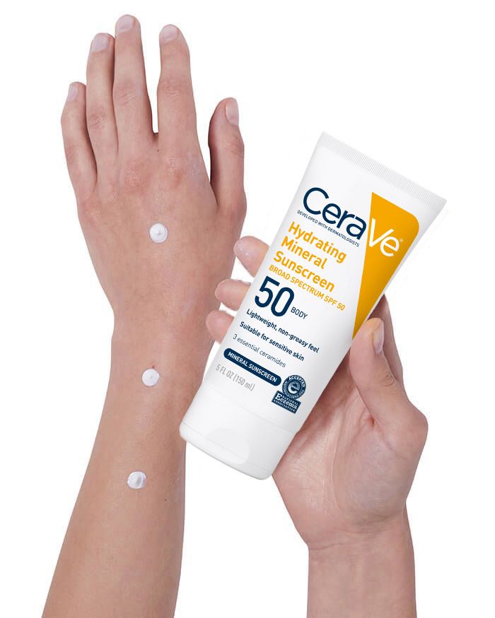 CERAVE Hydrating Mineral Sunscreen SPF 50 Body Lotion