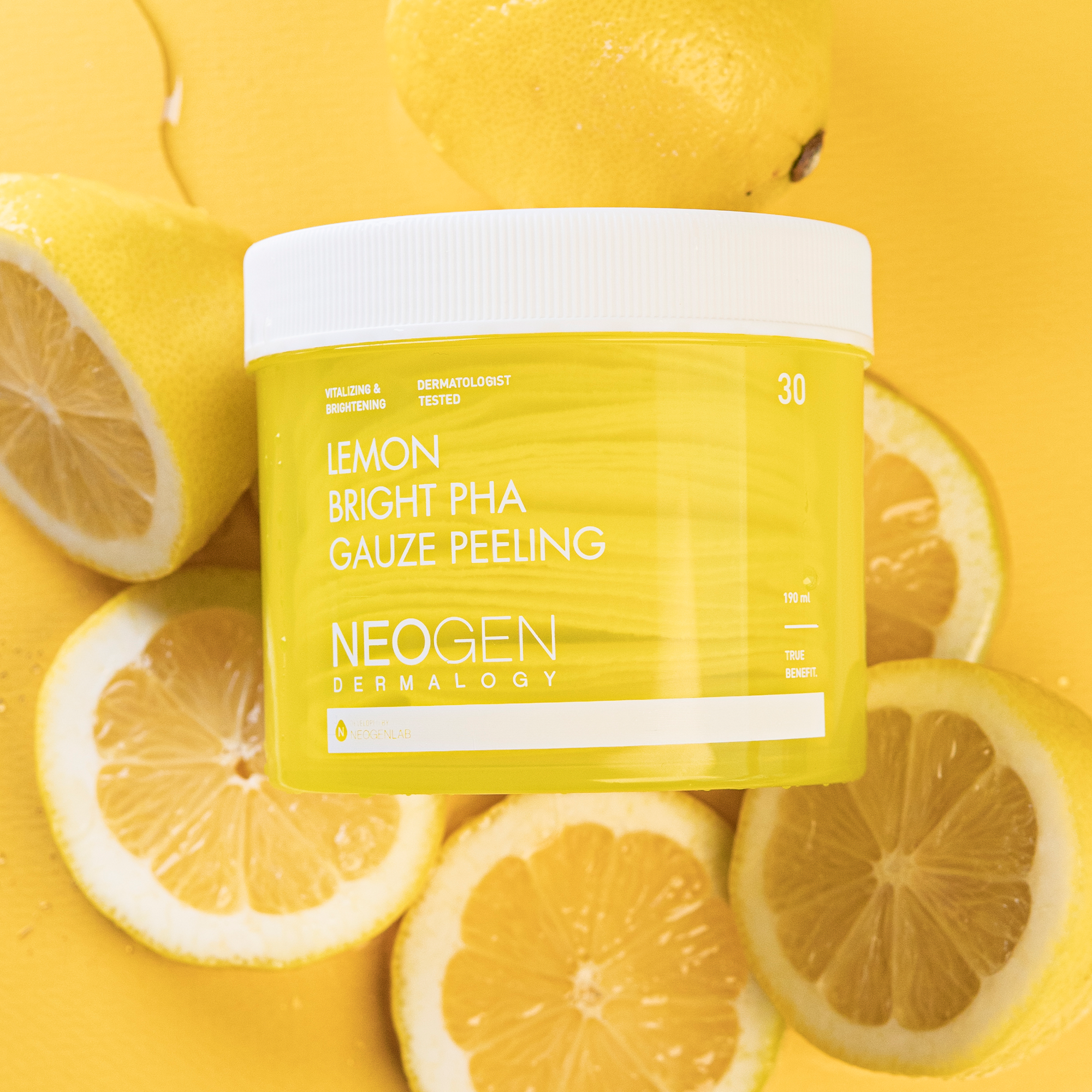 NEOGEN Lemon Bright PHA Gauze Peeling شرائح تقشير البشرة بالليمون للنضارة.