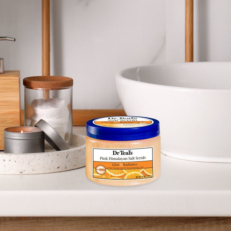 DR TEAL’S Pink Himalayan Salt Body Scrub Glow & Radiance with Citrus Essential Oils  مقشر الجسم