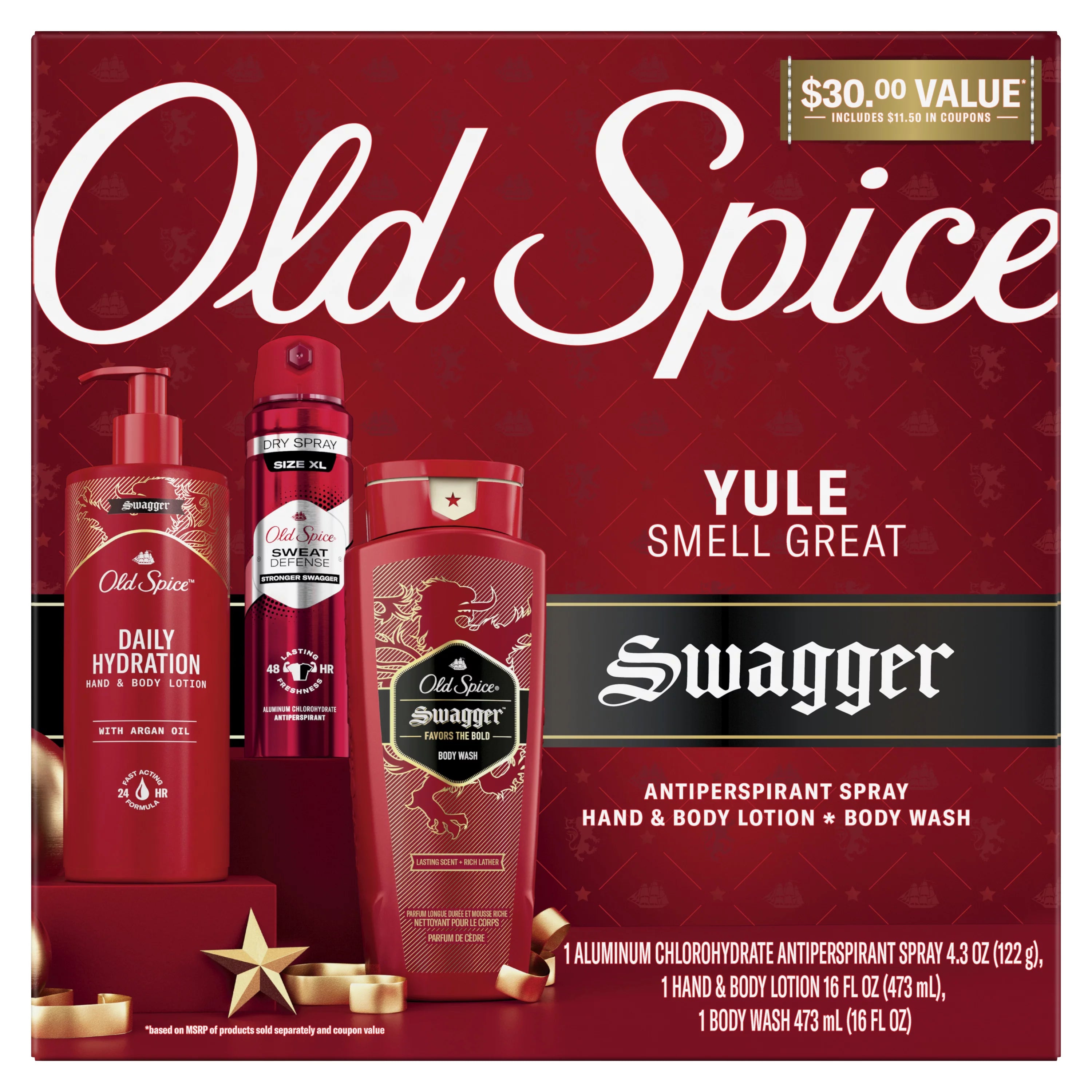 OLD SPICE Yule Smell Great Swagger Antiperspirant Spray Hand & Body Lotion Body Wash