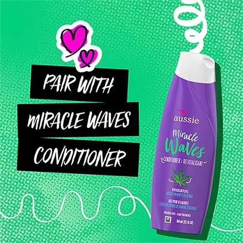 AUSSIE Miracle Waves Anti-Frizz Hemp Shampoo شامبو الشعر ببذور القنب