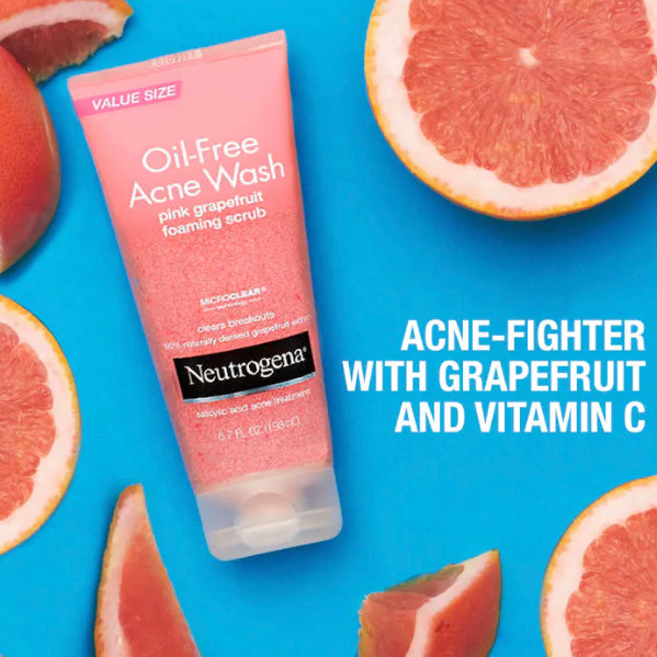NEUTROGENA Oil-Free Acne Wash Pink Grapefruit Foaming Scrub سكراب البشرة