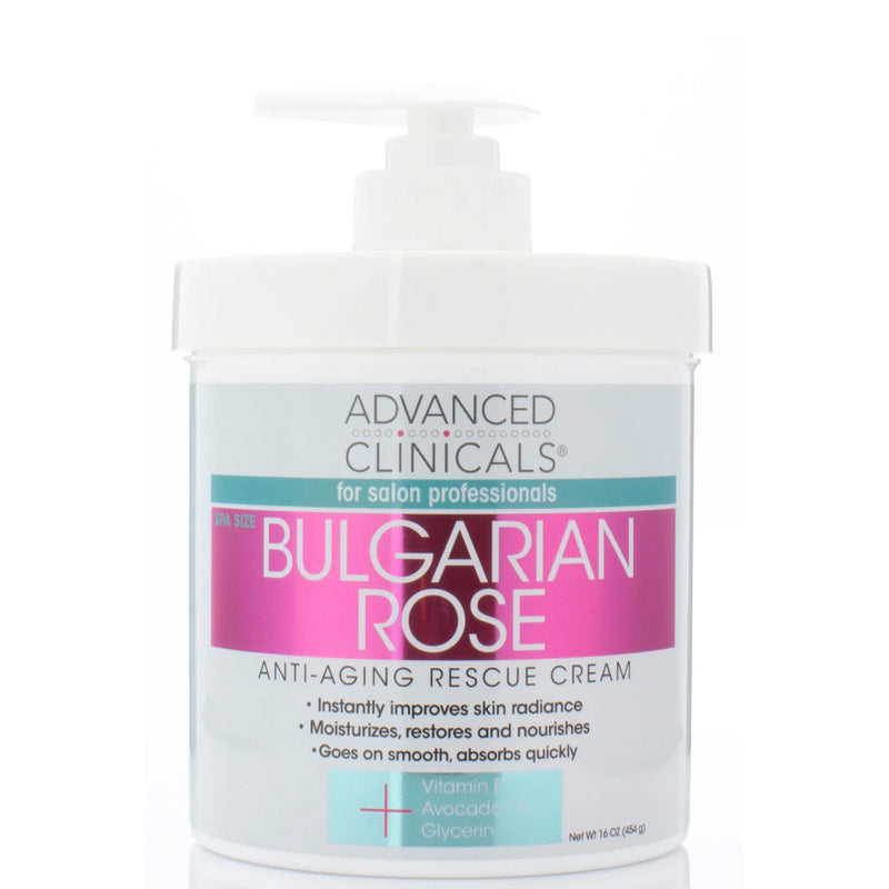 ADVANCED CLINICALS Bulgarian Rose Anti Aging Rescue Cream With Vitamin E + Avocado Oil + Glycerin مرطب بالازهار البلغاري من ادفانسد كلينيكالز